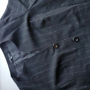 Lafayette 148 Black White Window Pane Check Wool Silk Blazer Jacket 22 Plus